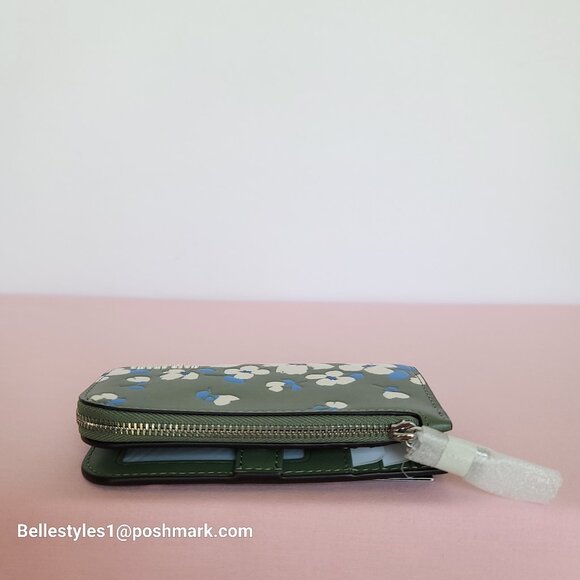 KATE SPADE Devin Painterly Bouquet SMALL Bifold Leather Wallet-Cedar Stand  🎈⭐ - Picture 10 of 16